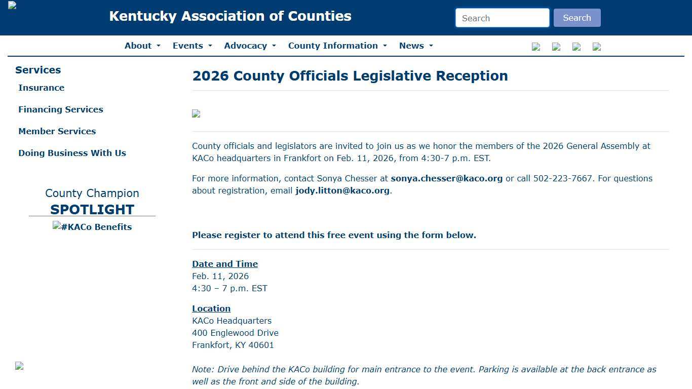 2026 County Officials Legislative Reception - The Kentucky Association of Counties